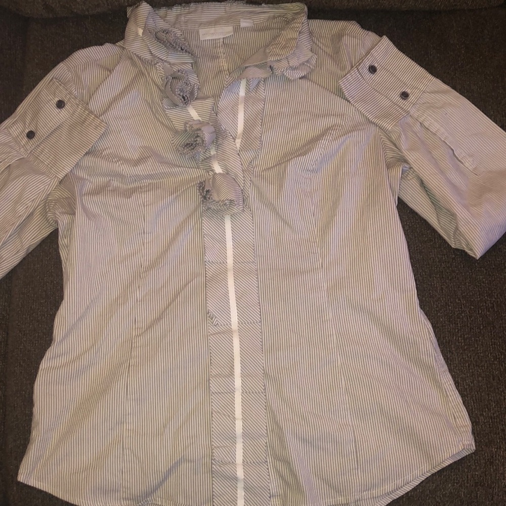 New York & Company Pinstriped Collard Shirt